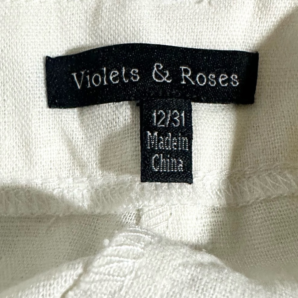 Violets & Roses White High Rise Linen Blend Pleated Casual Shorts Size 12/31 NWT - Picture 6 of 9
